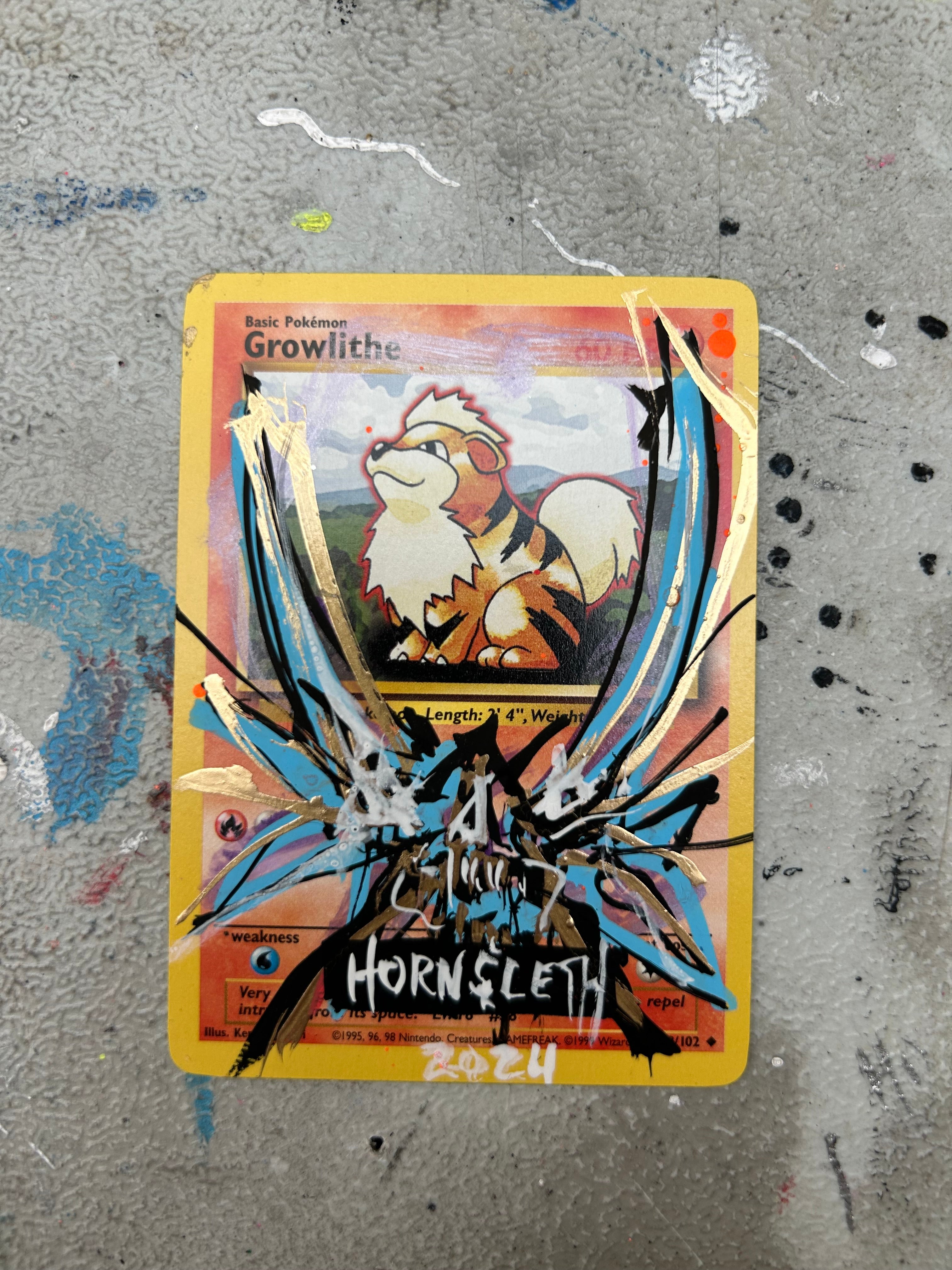 Pokemon Base set Growlithe: Hornsleth signeret