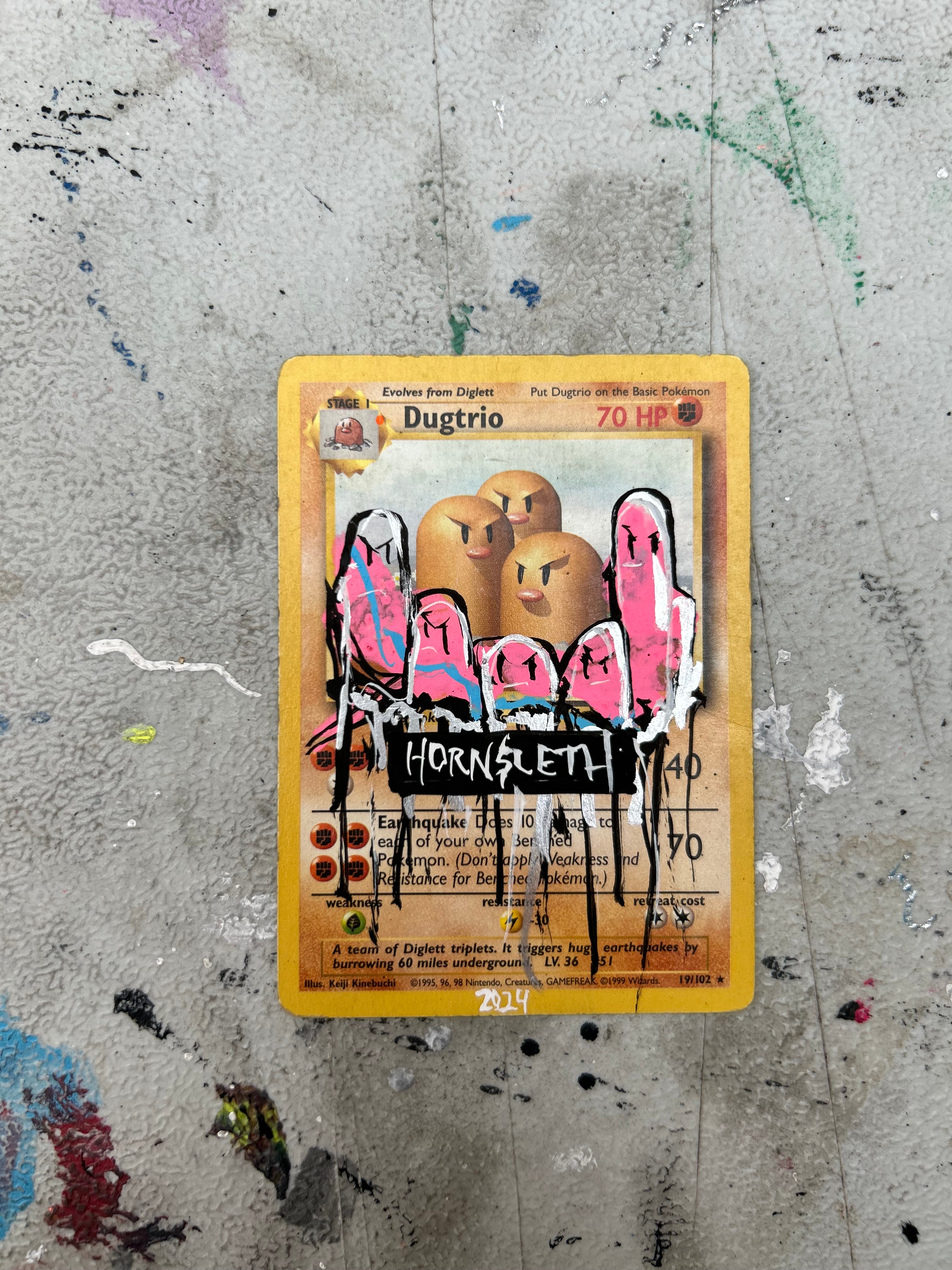 Pokemon Base set Dugtrio: Hornsleth signeret