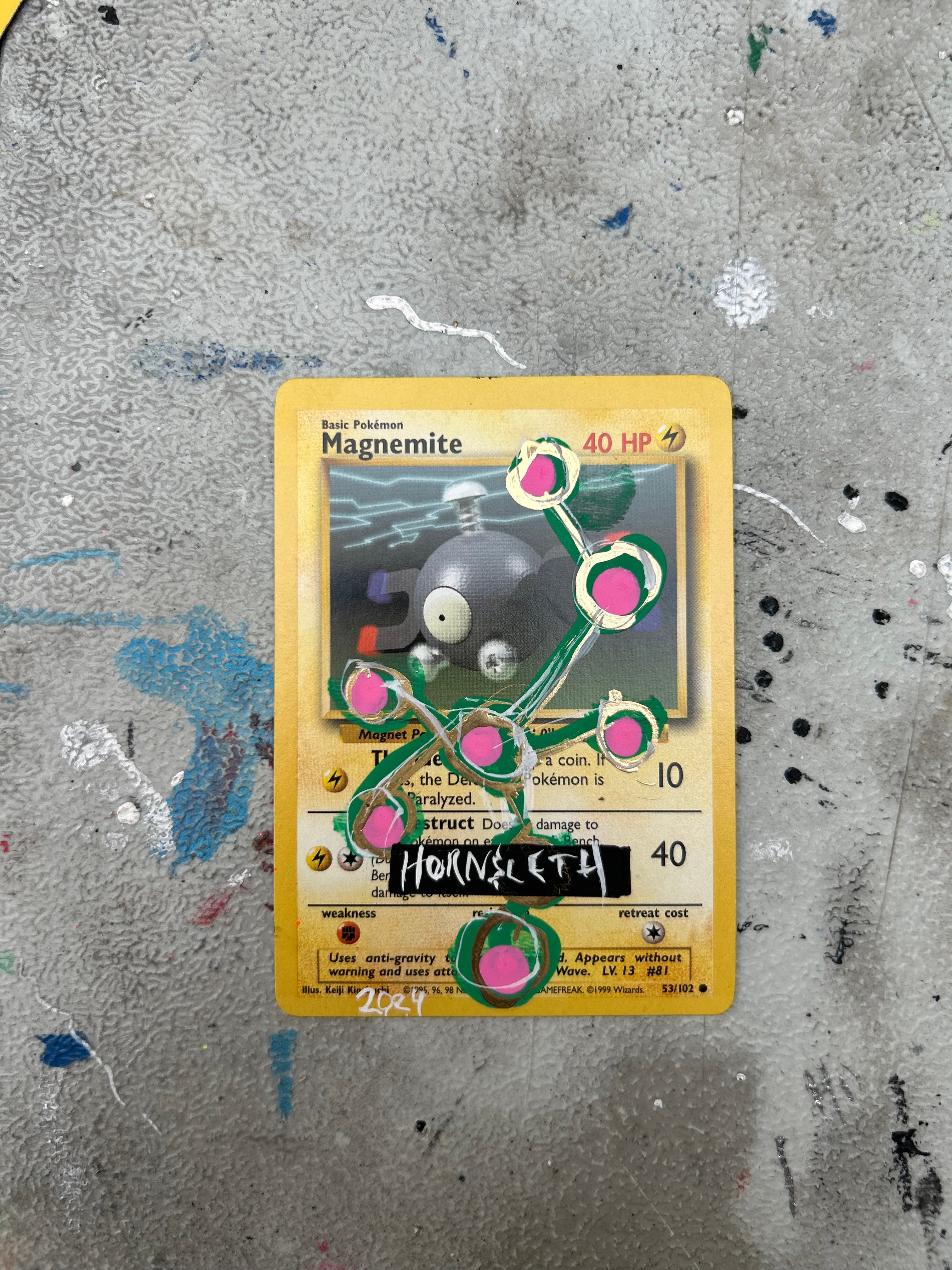 Pokemon Base set Magnemite: Hornsleth signeret