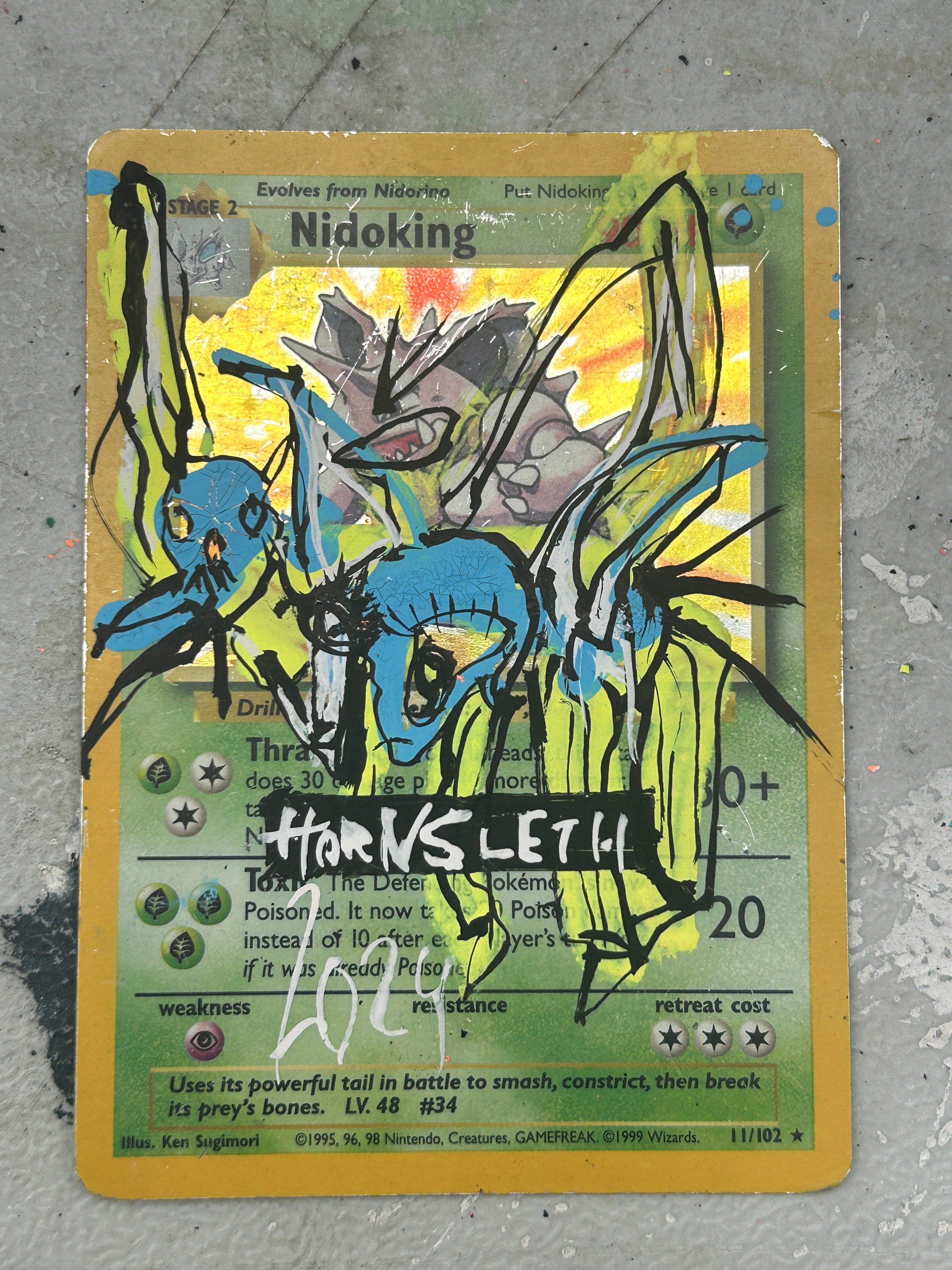 Pokemon Base set Nidoking: Hornsleth Signeret