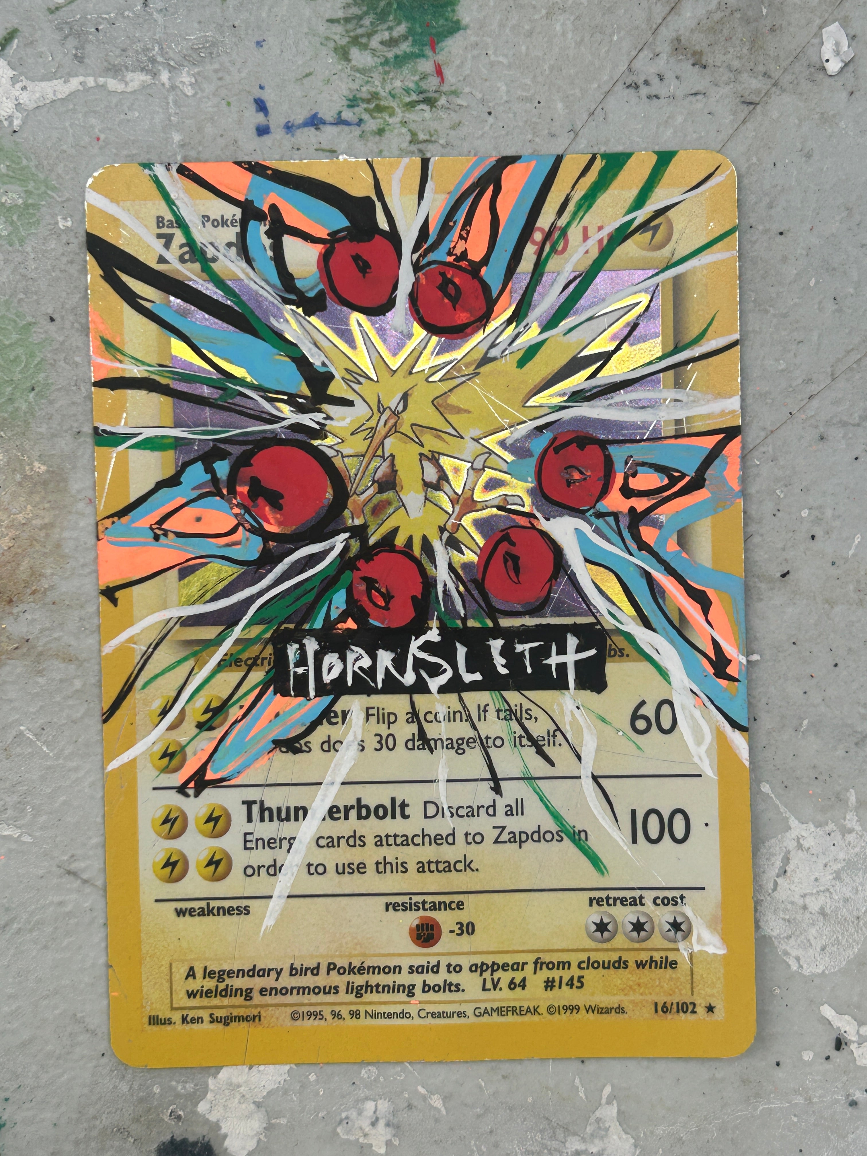 Pokemon Base set Zapdos: Hornsleth signeret