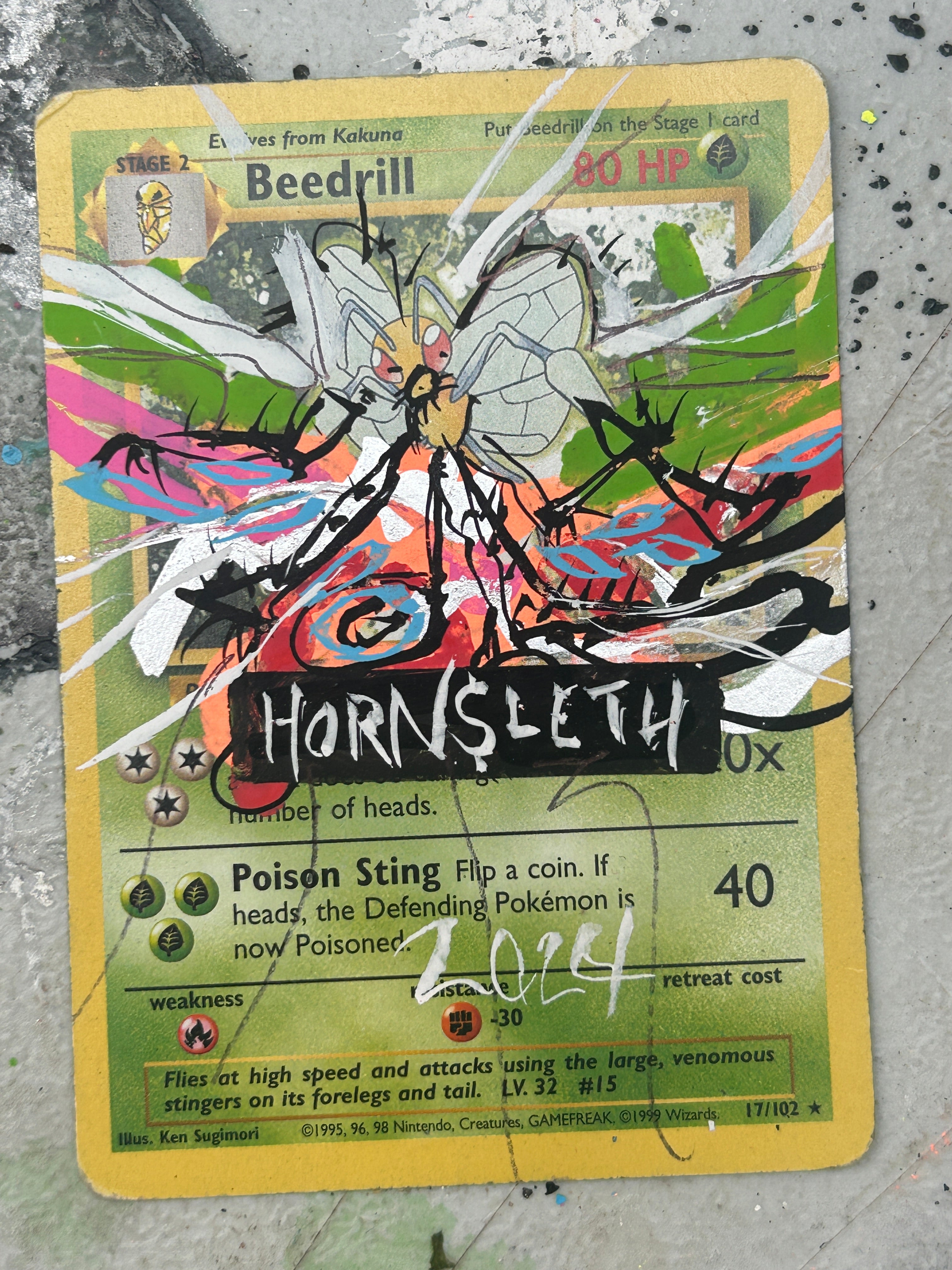 Pokemon Base set Beedrill: Hornsleth Signeret