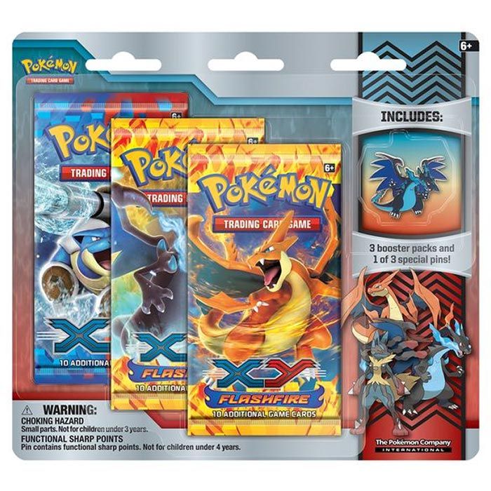 Pokemon - FlashFire - 3 Booster Pakke - Charizard Pin